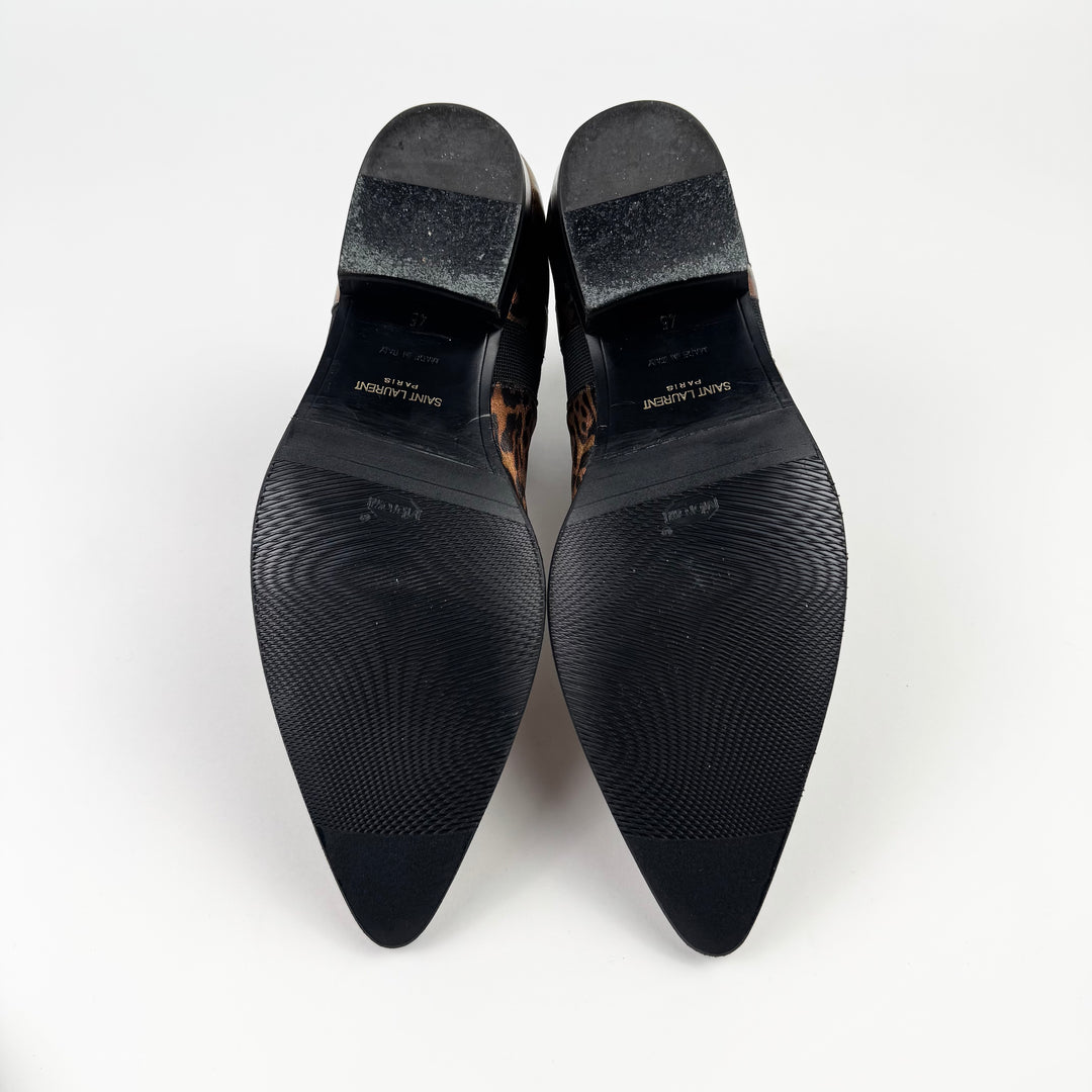 Saint Laurent SS2015 Leopard Pointy Leather Chelsea Boots