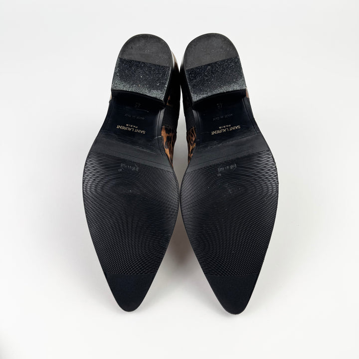 Saint Laurent SS2015 Leopard Pointy Leather Chelsea Boots