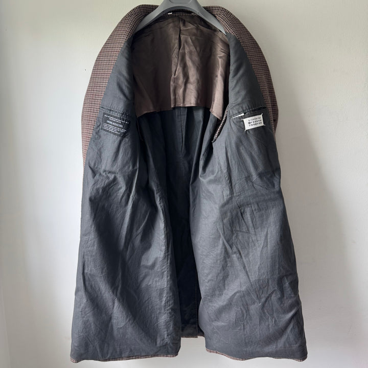 AW2000 Martin Margiela Checkered Houndstooth Wool Button-Up Overcoat