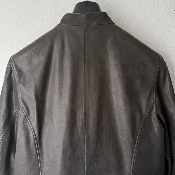 Ann Demeulemeester SS2013 Brown Double Breasted Fencing Leather Jacket
