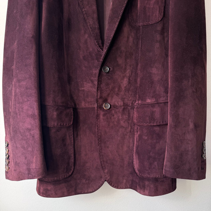 Gucci By Tom Ford 2000’s Burgundy Brown Suede Leather Blazer Jacket