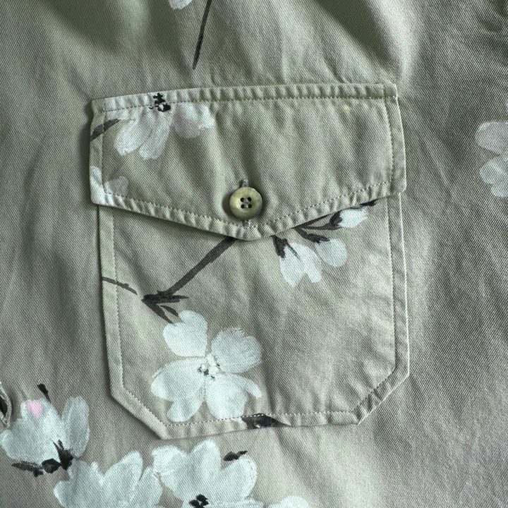 Gucci By Tom Ford SS2003 Cotton Hand Painted Floral Cherry Blossom Military Shirt