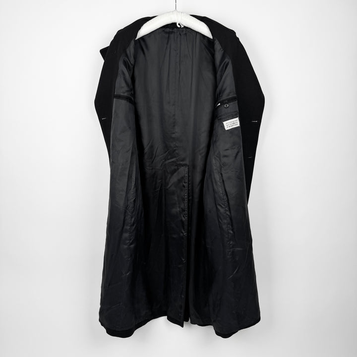 AW2008 Martin Margiela Black Double Breasted Long Military Wool Trench Coat
