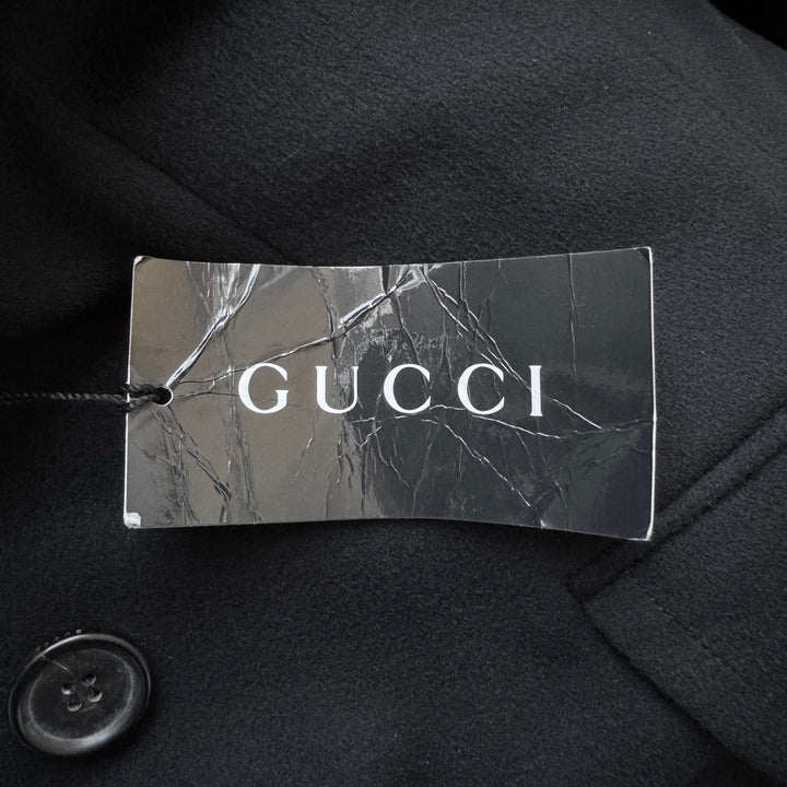 Gucci By Tom Ford FW2003 Black Double Breasted Wool Peacoat
