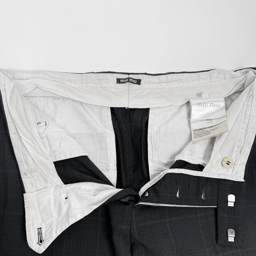 Miu Miu 2022 Checkered Prince Of Wales Pleated Fine Wool Pants