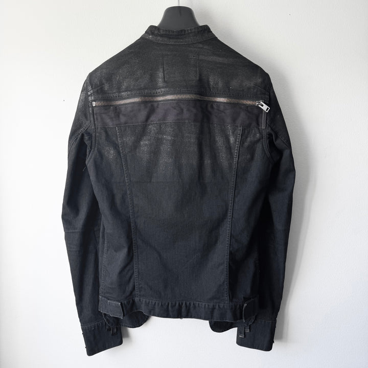 LGB Black Cotton Waxed Denim Back-Zip Jacket