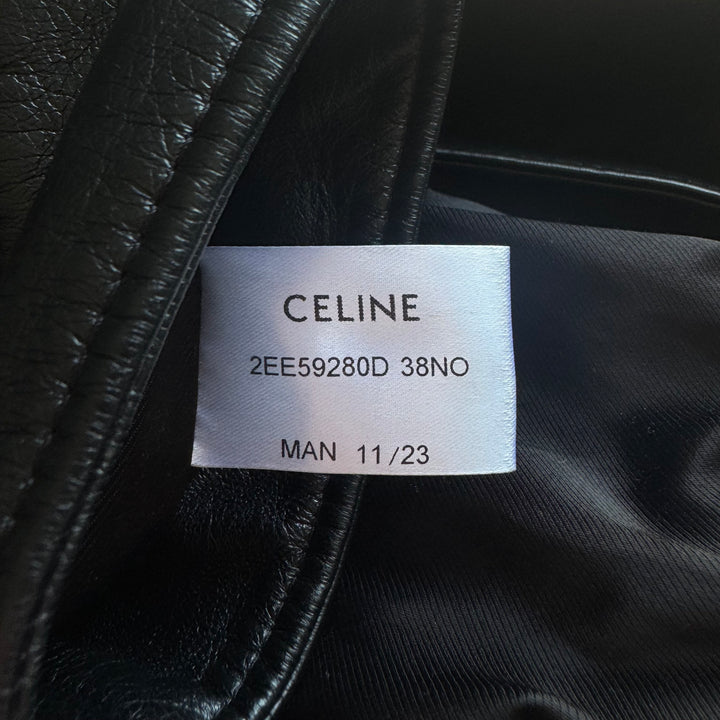 1/1 Celine SS2022 Sample Black Cutout Suede Paneled Leather Blouson Jacket