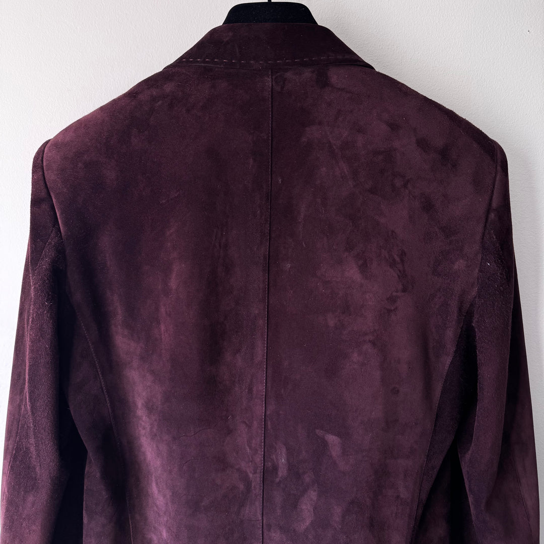 Gucci By Tom Ford 2000’s Burgundy Brown Suede Leather Blazer Jacket