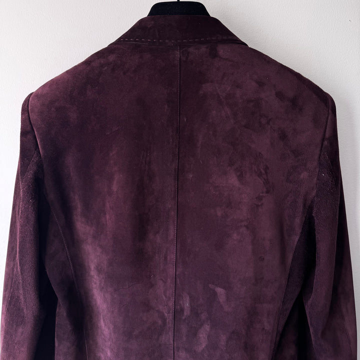 Gucci By Tom Ford 2000’s Burgundy Brown Suede Leather Blazer Jacket
