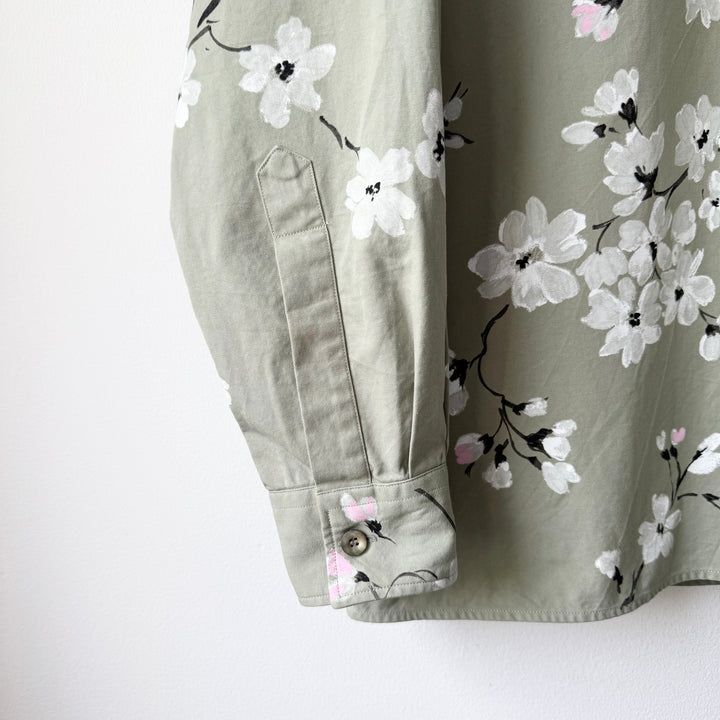 Gucci By Tom Ford SS2003 Cotton Hand Painted Floral Cherry Blossom Military Shirt