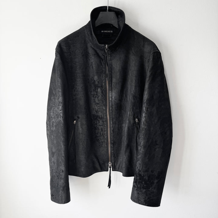 Ann Demeulemeester FW2002 Black Blistered Shaved Leather Jacket