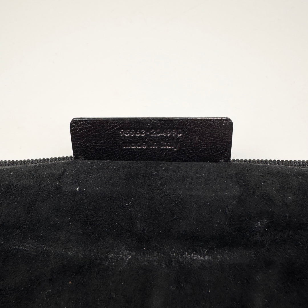 Yves Saint Laurent Rive Gauche SS2002 Black XL Mombasa Leather Croissant Crossbody Bag