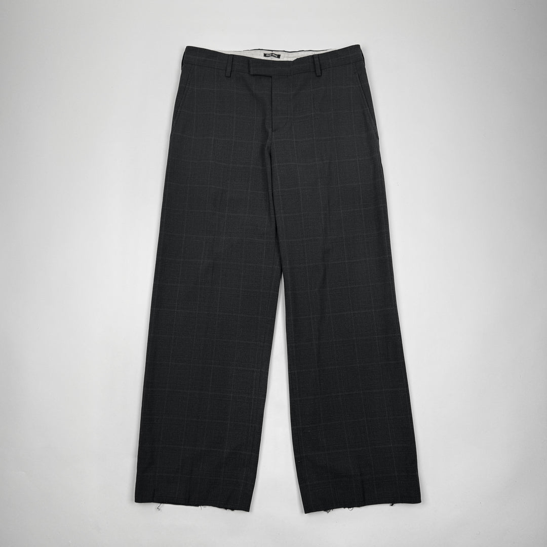 Miu Miu 2022 Checkered Prince Of Wales Pleated Fine Wool Pants