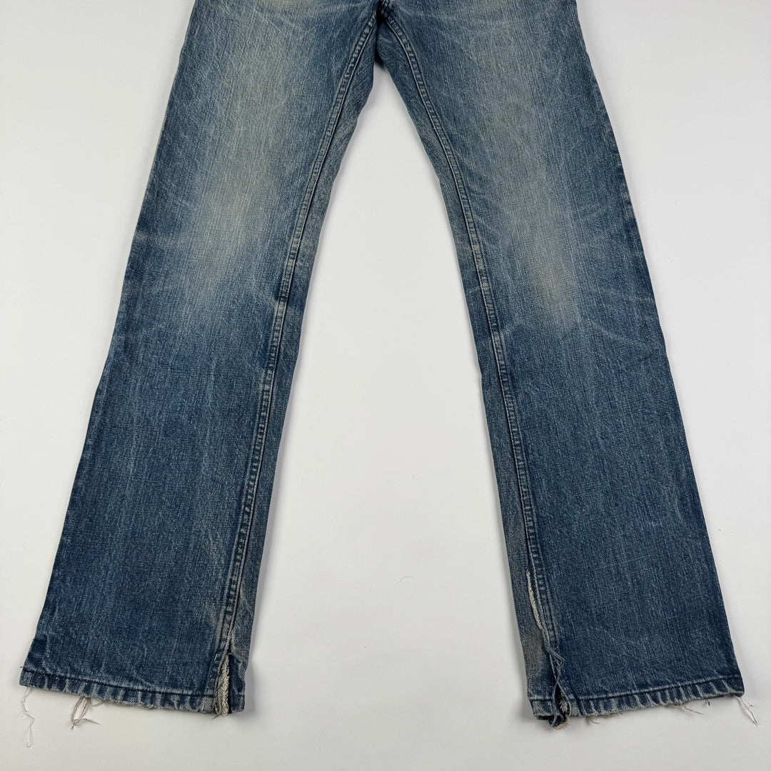 Helmut Lang 1998 Faded Distressed Straight Raw Denim Jeans