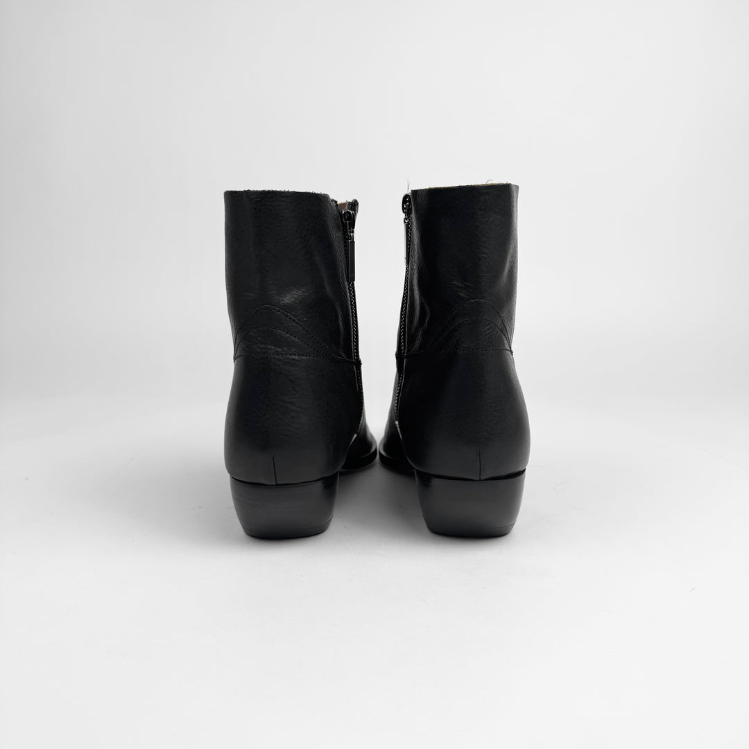 Saint Laurent Black Leather Distressed Shaft Theo 40 Zip Boots