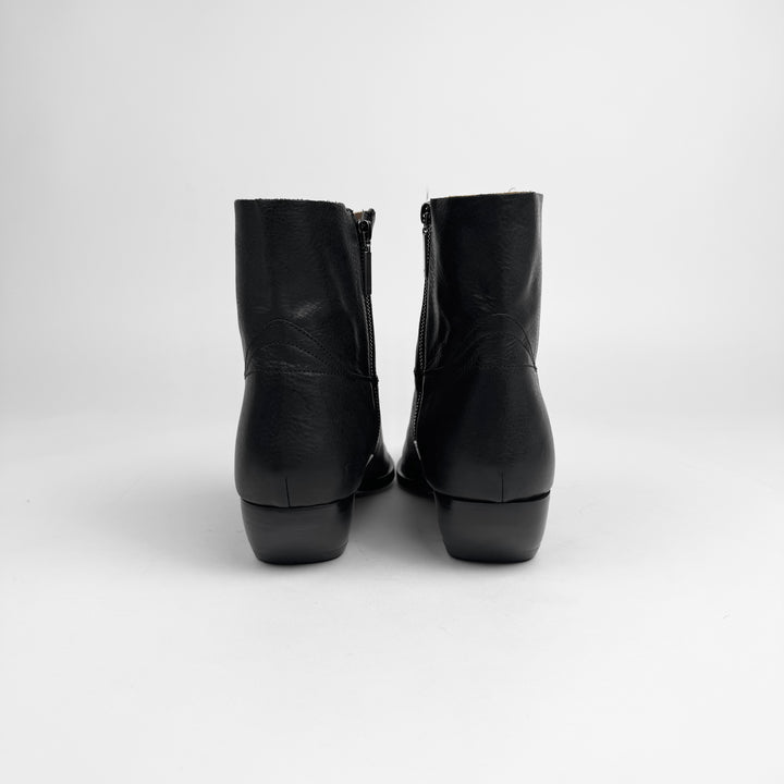 Saint Laurent Black Leather Distressed Shaft Theo 40 Zip Boots