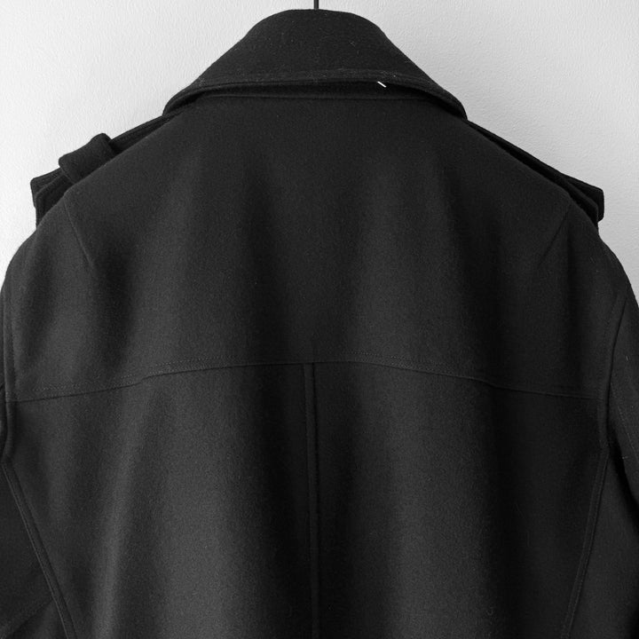 Yves Saint Laurent FW2012 Black Wool Military Double Breasted Short Coat