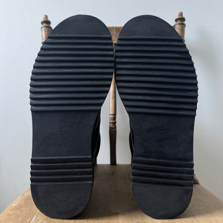 Rick Owens FW2022 Black Leather Mohawk Basket Creeper Boots