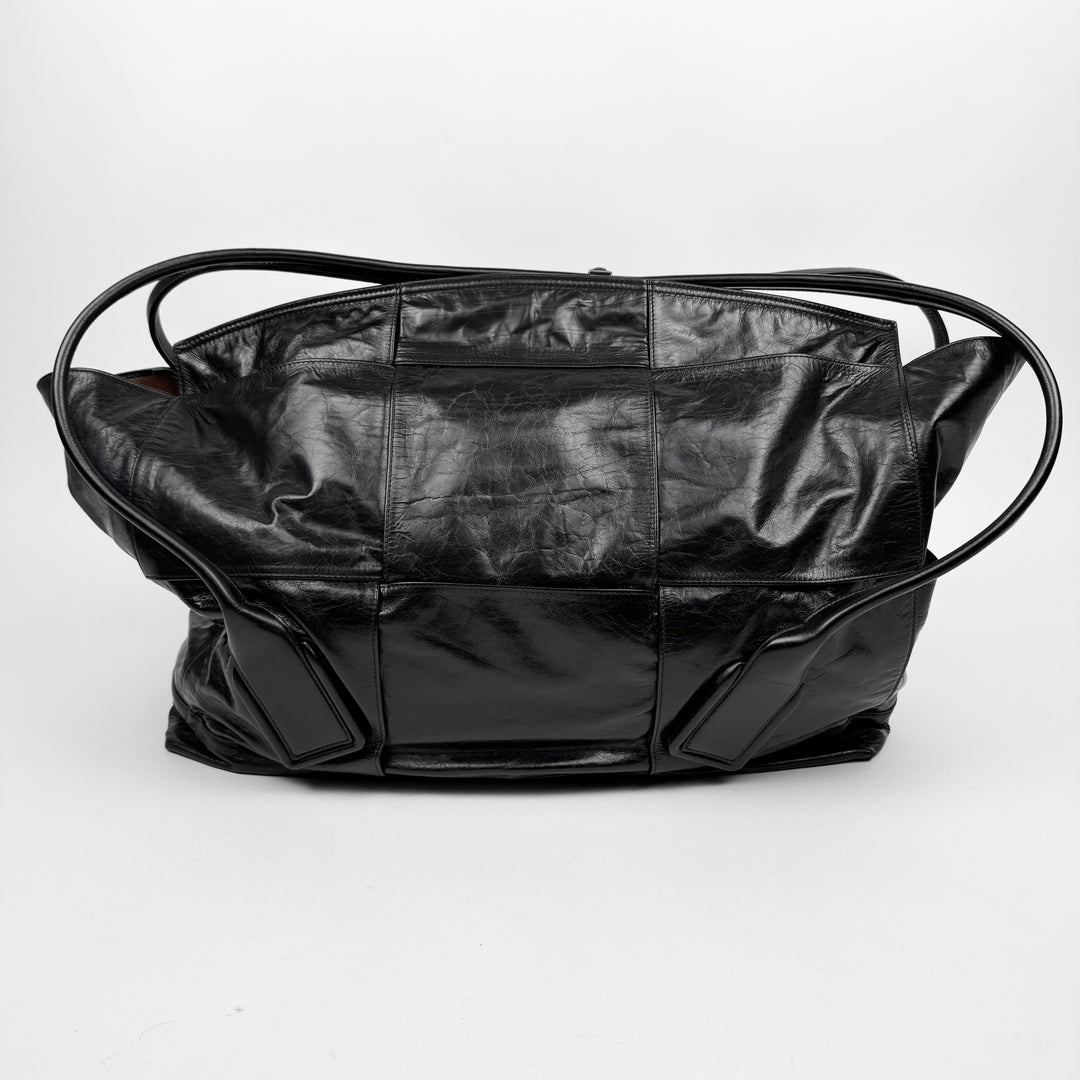 Bottega Venetta 2020 Black Arco Maxi Intrecciato Slouch Tote Weekender Bag