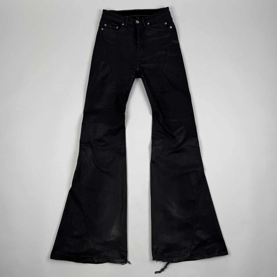 Rick Owens FW2024 Black Bias Bootcut Waxed Denim Pants