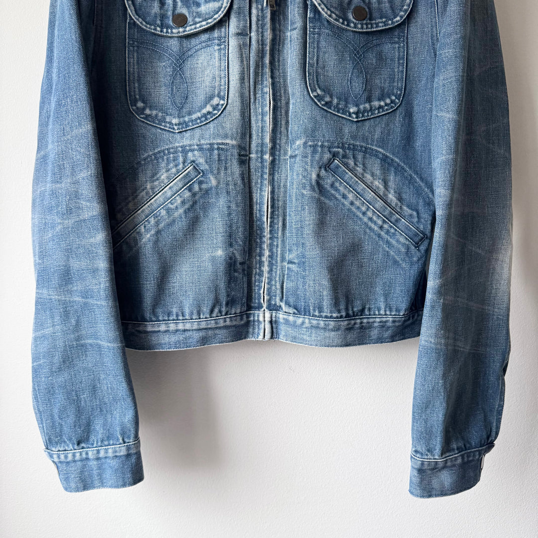 Gucci By Tom Ford SS2004 Cropped Washed Denim Western Moto Jacket