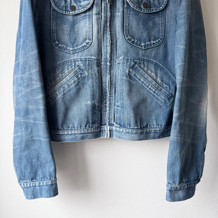 Gucci By Tom Ford SS2004 Cropped Washed Denim Western Moto Jacket
