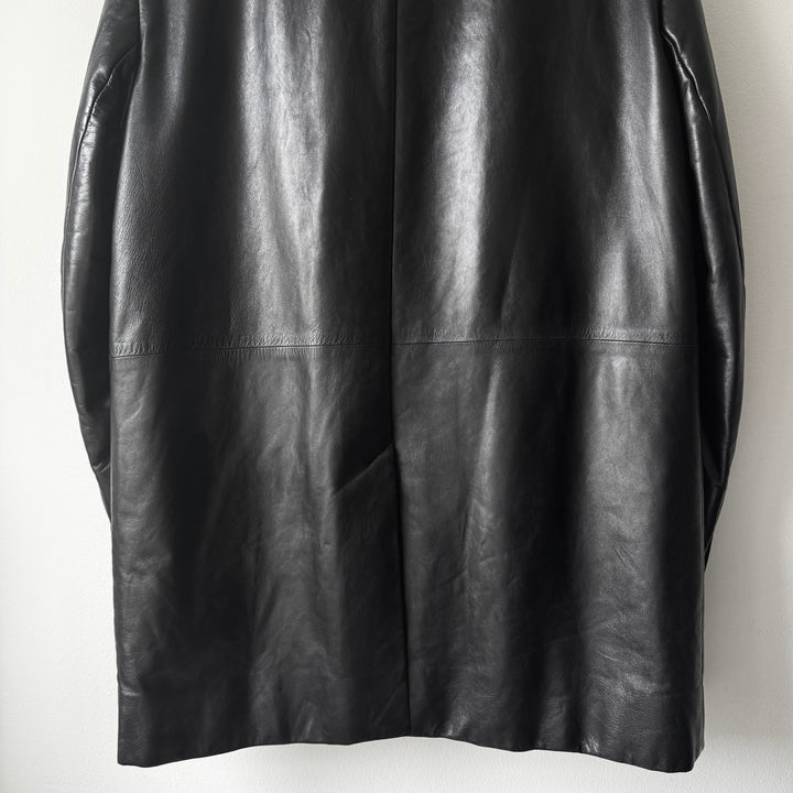 Prada FW1998 Black Lamb Leather Button-Up Overcoat Jacket