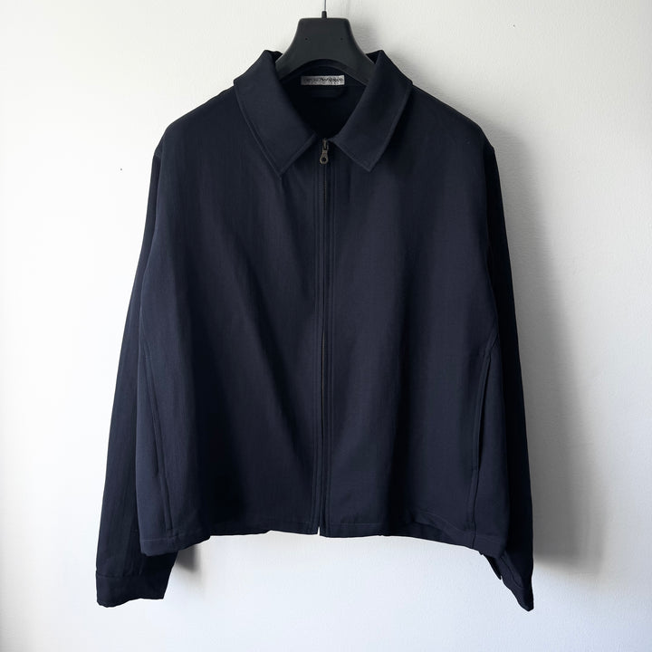 Emporio Armani 1990s Navy Polyester Boxy Blouson Jacket