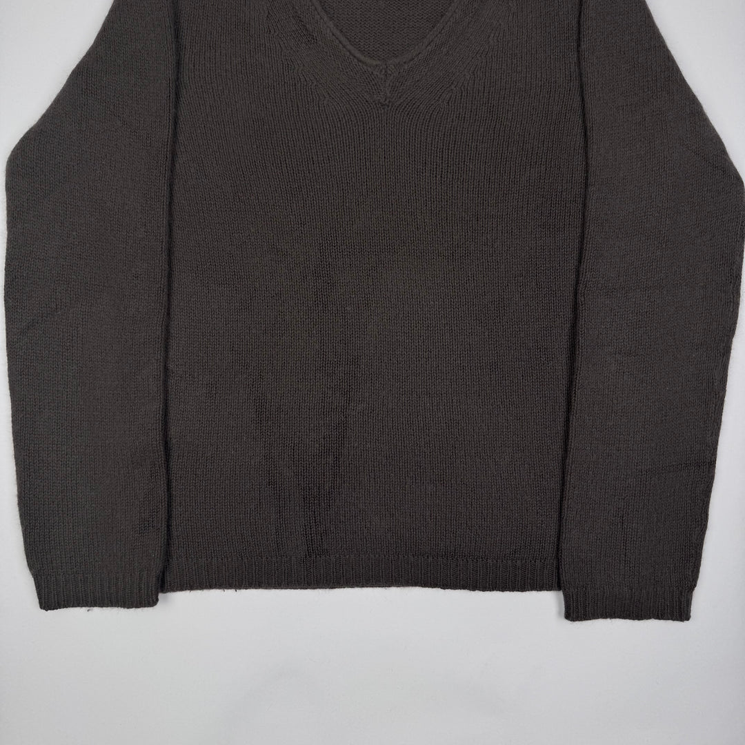 Gucci By Tom Ford Brown Angorra/Silk Knit V-Neck Pullover