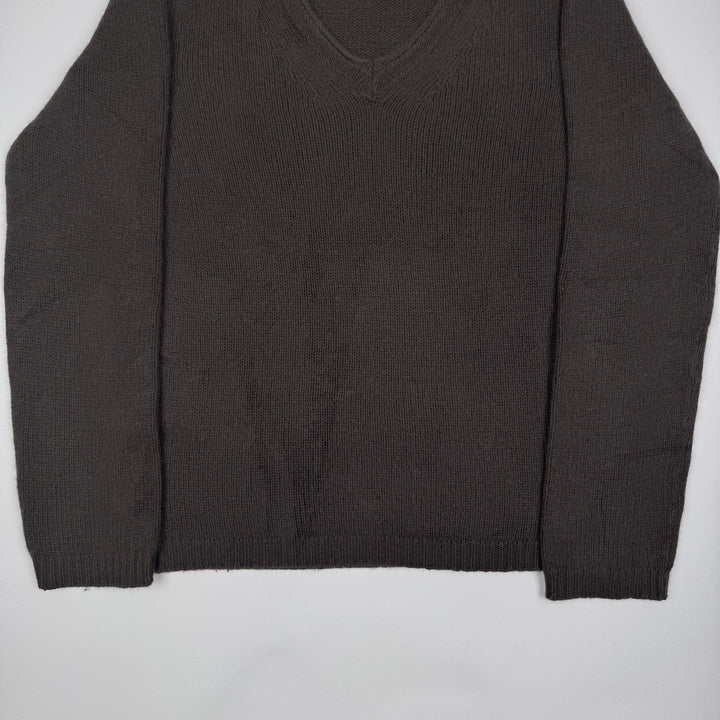 Gucci By Tom Ford Brown Angorra/Silk Knit V-Neck Pullover