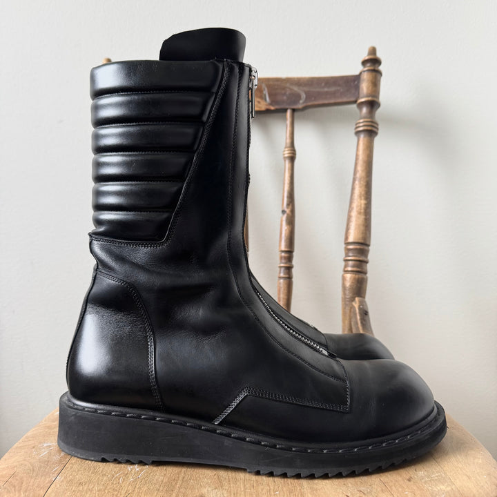 Rick Owens FW2022 Black Leather Mohawk Basket Creeper Boots