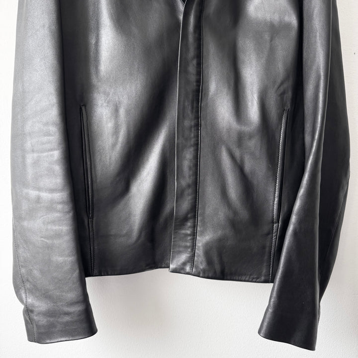 Calvin Klein Collection 2000’s Black Cropped Lamb Leather Jacket