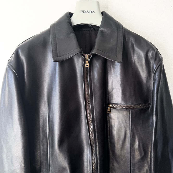 Prada 1990’s Dark Brown Horse Leather Jacket