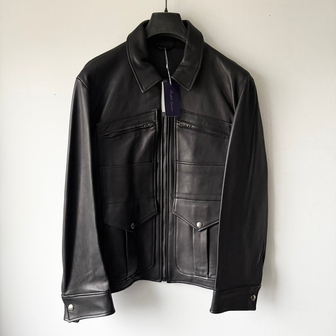 Ralph Lauren Purple Label Black Lamb Leather Field Jacket