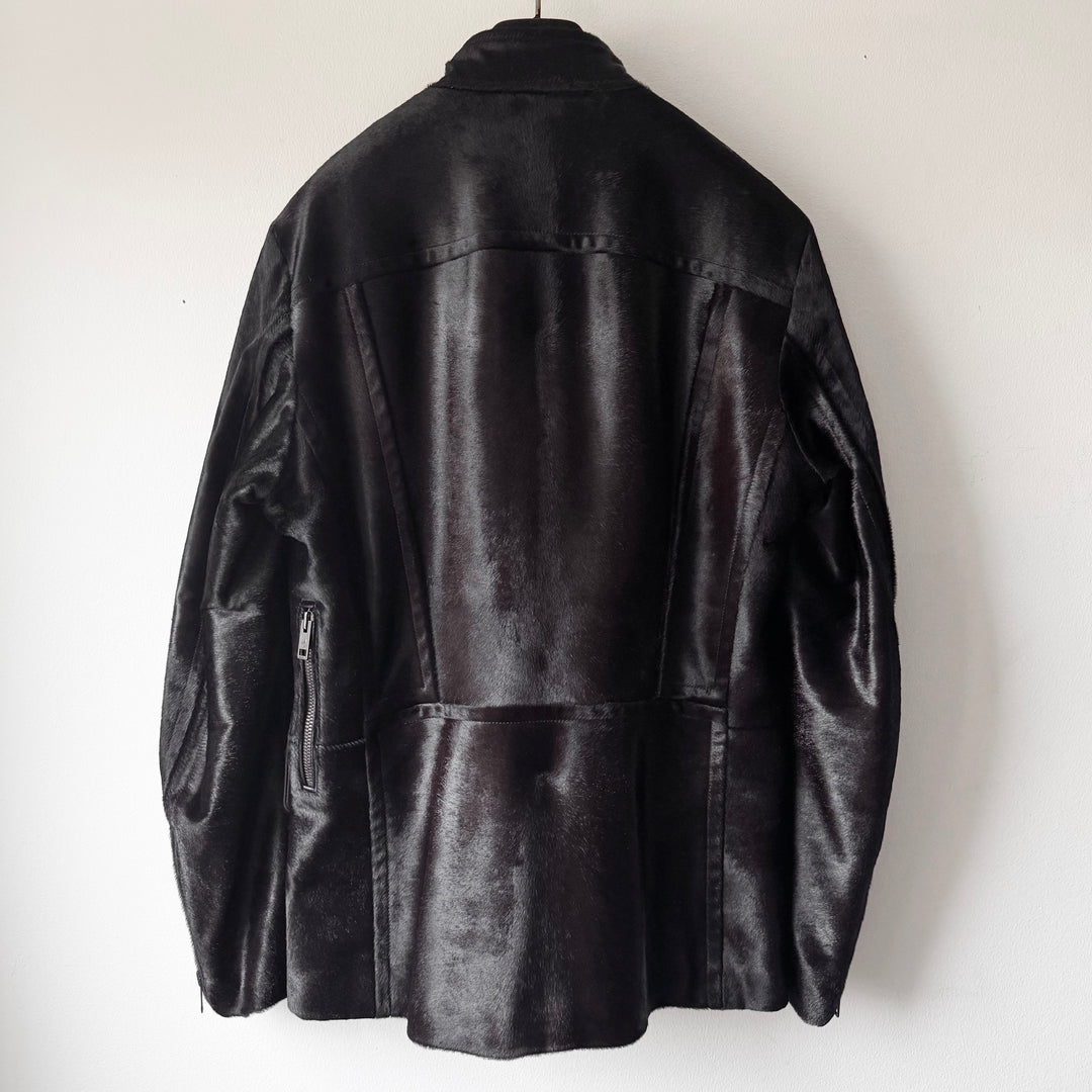 Gucci By Tom Ford FW2004 Brown Calf Hair-On-Hide Leather Half Coat Jacket
