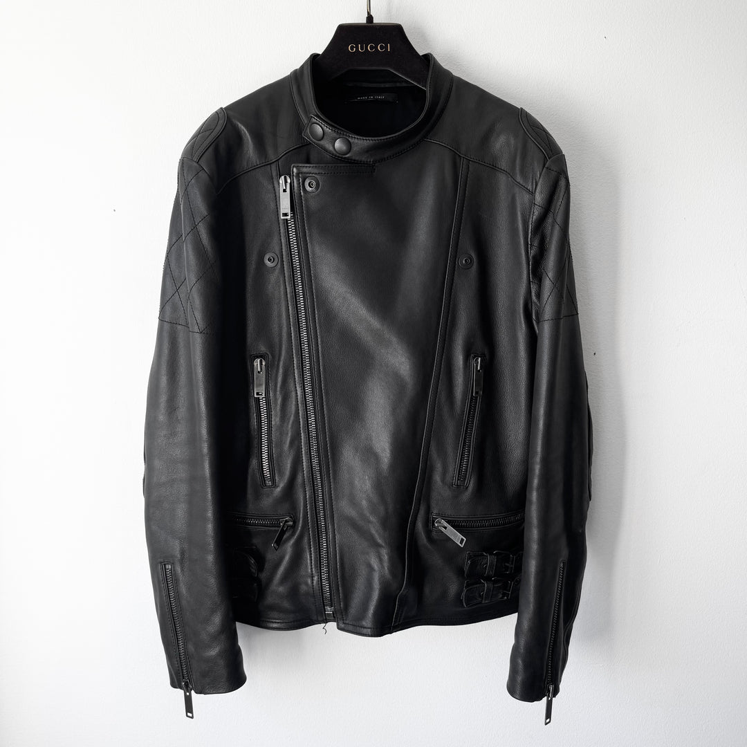 Gucci FW2006 Black Lamb Leather Biker Moto Jacket