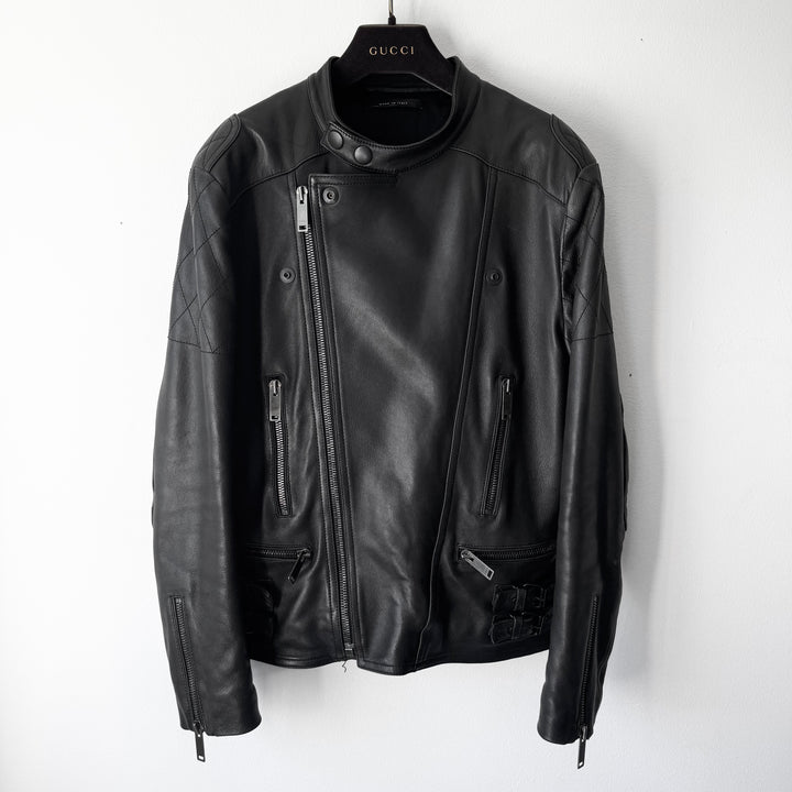 Gucci FW2006 Black Lamb Leather Biker Moto Jacket
