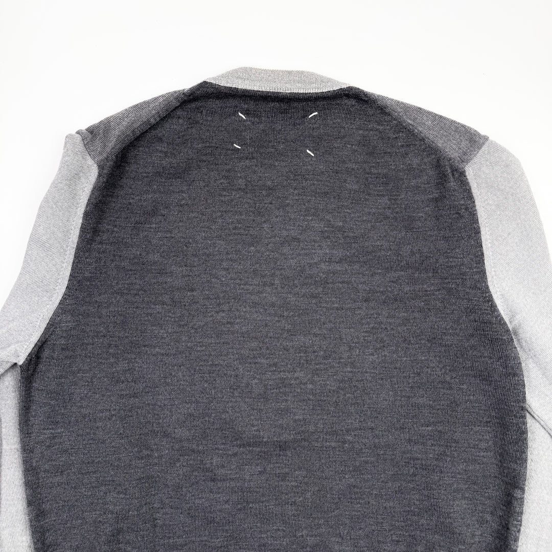 AW2008 Martin Margiela Gray Contrast Wool Knit Pullover Sweater