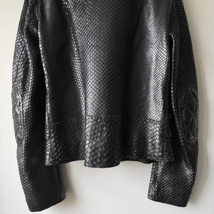 Gucci By Tom Ford 1990’s Black Python Snake Skin Leather Biker Moto Jacket