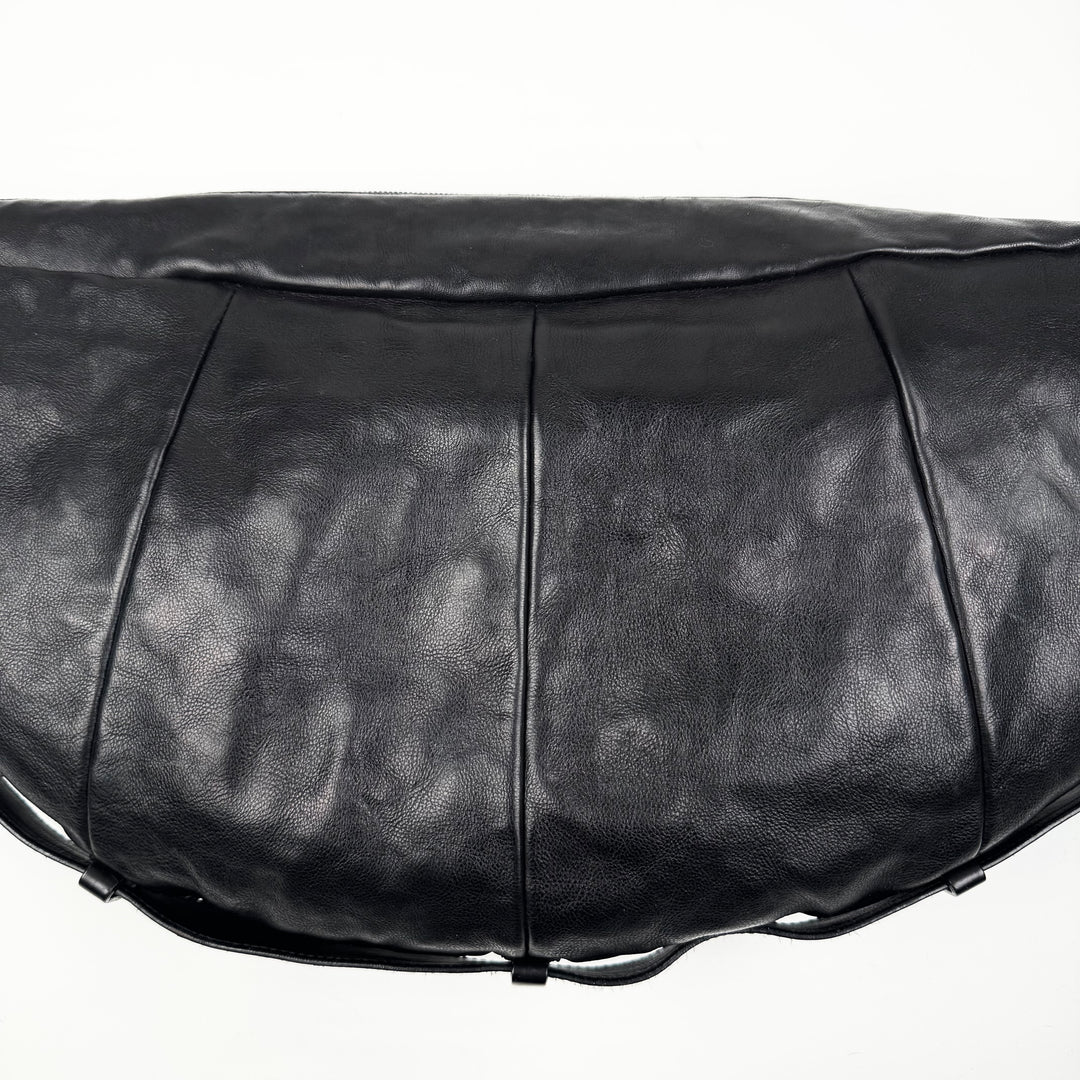 Yves Saint Laurent Rive Gauche SS2002 Black XL Mombasa Leather Croissant Crossbody Bag