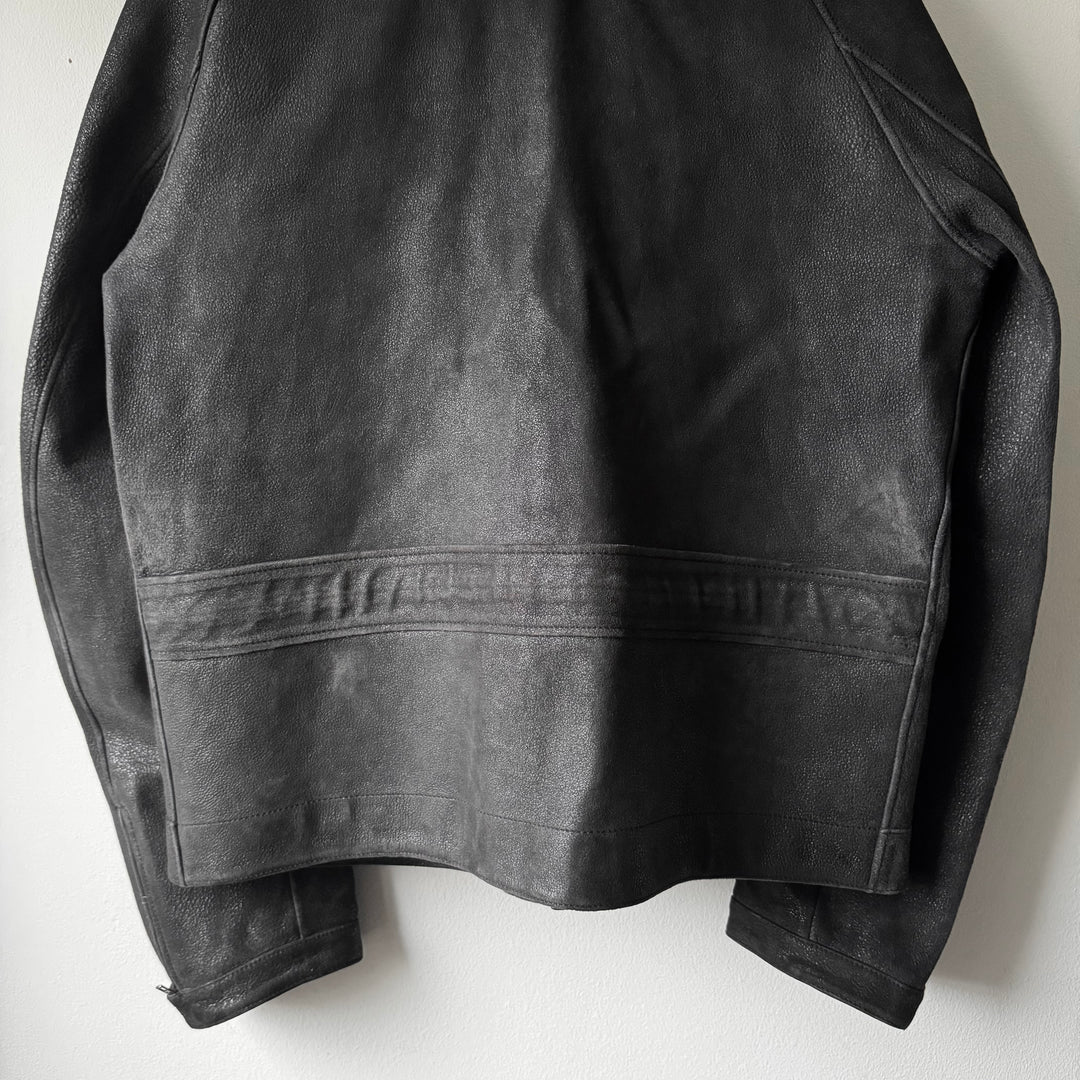 Gucci By Tom Ford SS2003 Vintage Effect Black Reverse Leather Café Racer Jacket