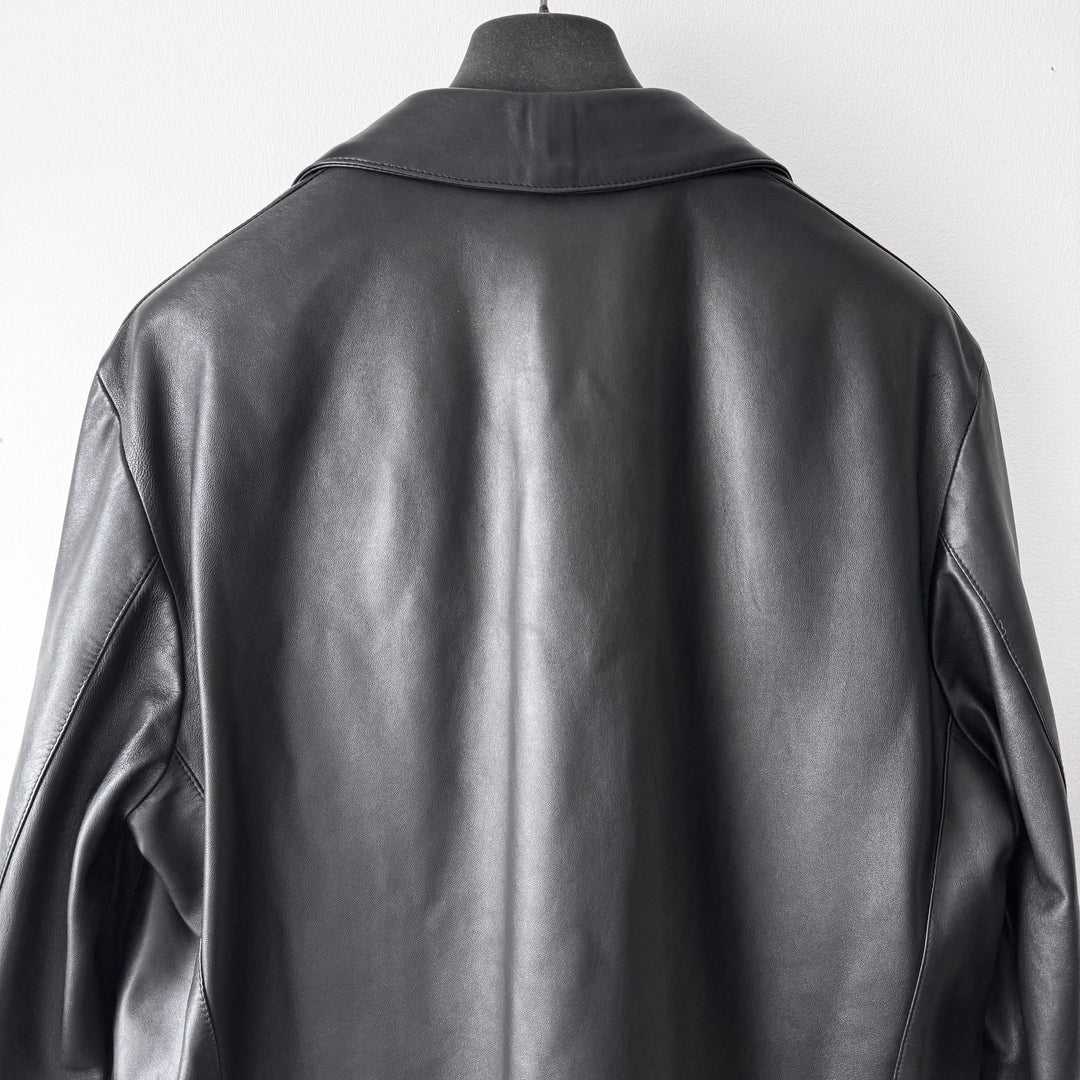 Calvin Klein Collection 2000’s Black Cropped Lamb Leather Jacket
