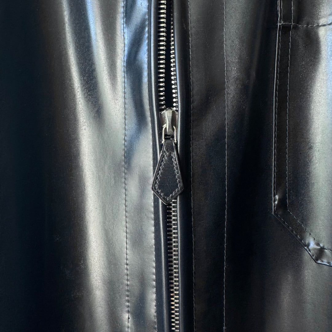 Hermes SS2000 Dark Navy Vinyl Zip-Up Overshirt Jacket