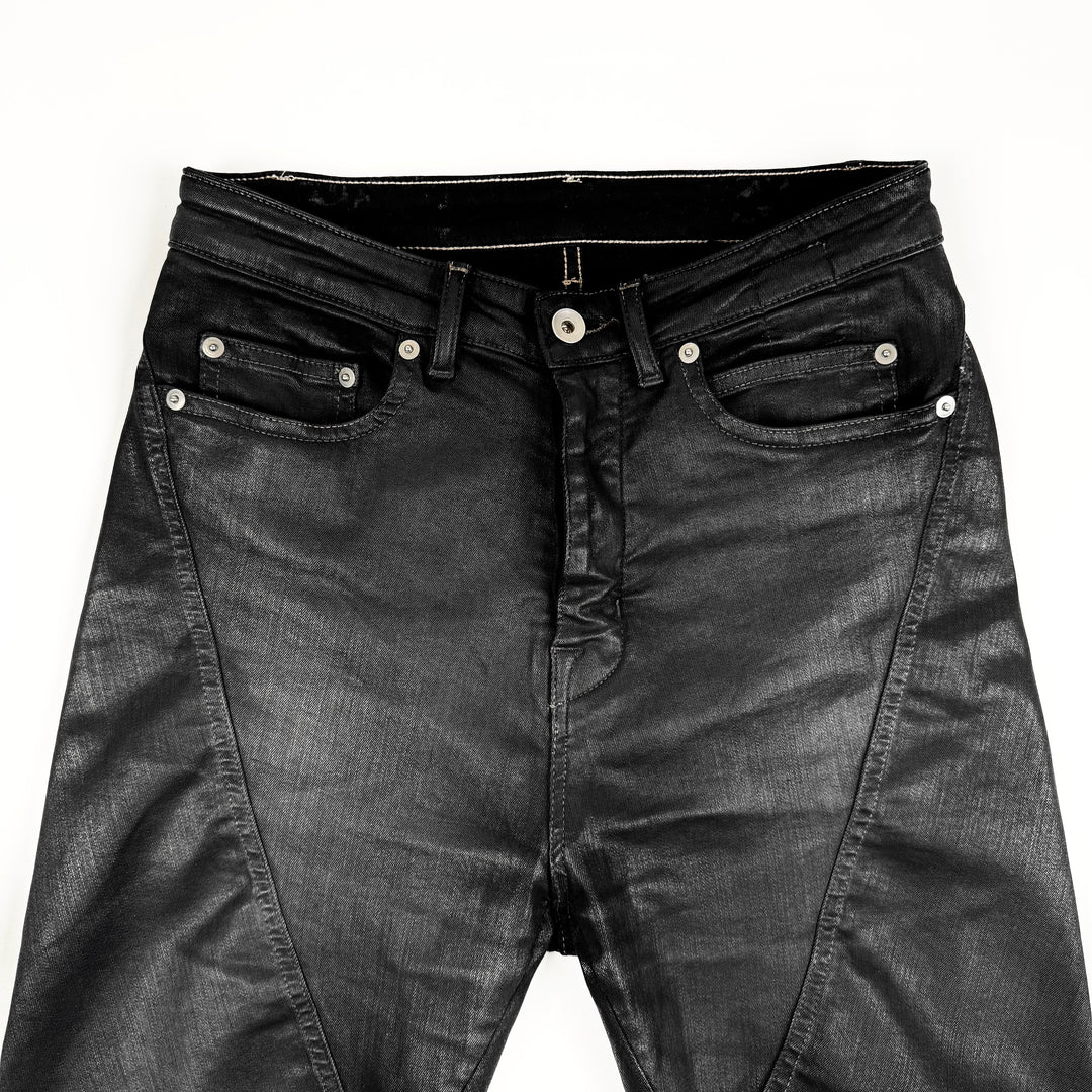 Rick Owens FW2024 Black Bias Bootcut Waxed Denim Pants