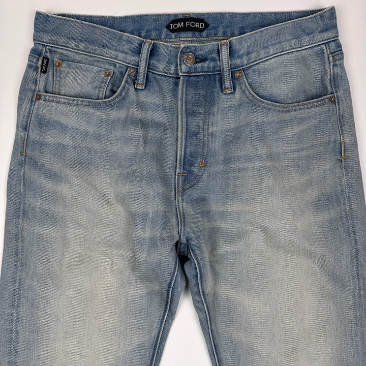 Tom Ford SS2025 Washed Blue Cotton Denim Bootcut Jeans