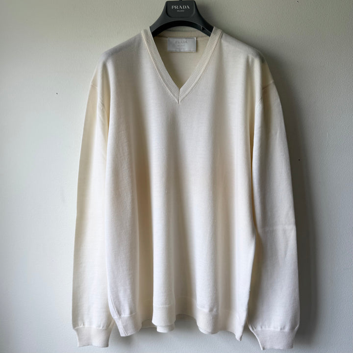 Prada 1990's Fine Wool V-Neck Knit Pullover