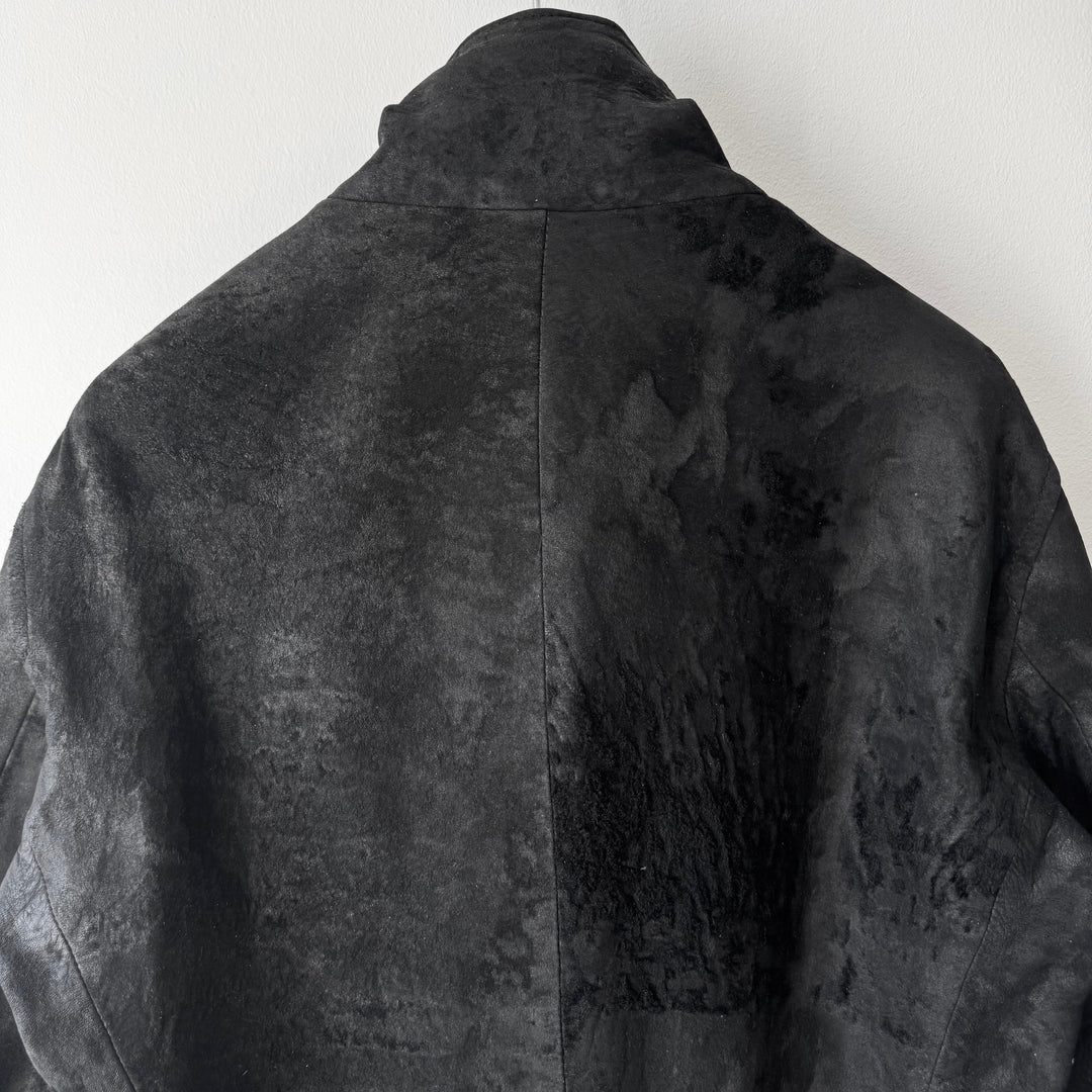 Ann Demeulemeester FW2002 Black Blistered Shaved Leather Jacket