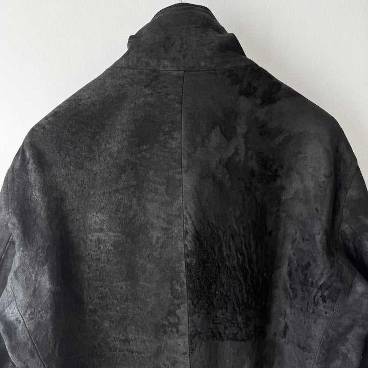Ann Demeulemeester FW2002 Black Blistered Shaved Leather Jacket
