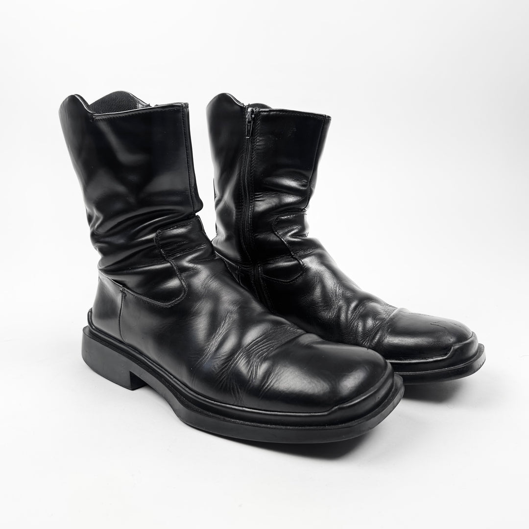 Prada FW1999 Black Patent Leather Square Toe Boots