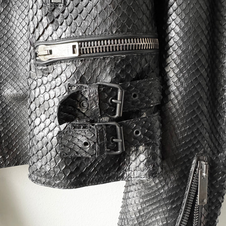 Gucci FW2006 Black Python Snake Skin Leather Biker Moto Jacket